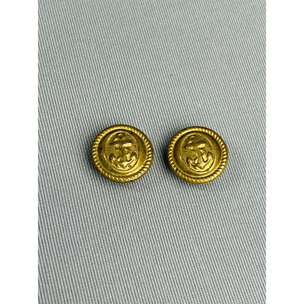 U.S.‎ Navy Military Antique Small Metal Gold Tone Anchor Buttons Set Of 2